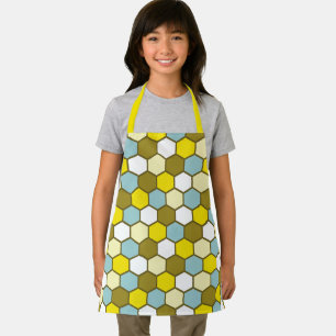 Tablier Motif hexagonal en jaune, vert et bleu
