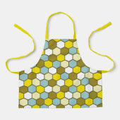 Tablier Motif hexagonal en jaune, vert et bleu (Recto)