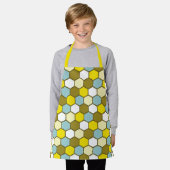 Tablier Motif hexagonal en jaune, vert et bleu (Porté)