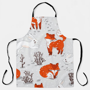 Tablier Motif hivernal sans soudure avec de mignons renard