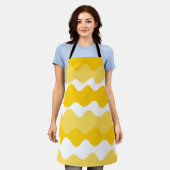 Tablier Motif horizontal jaune et blanc ondulé (Porté)