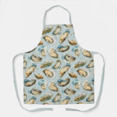 Tablier Motif huîtres bleu clair chic (Recto)
