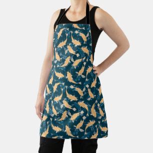 Tablier Motif jaune et bleu - Koi Fish