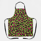 Tablier Motif léopard en framboise sur fond vert citron (Recto)