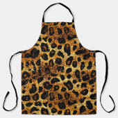 Tablier Motif Léopard Marron Doré Pailleté Luxe (Recto)