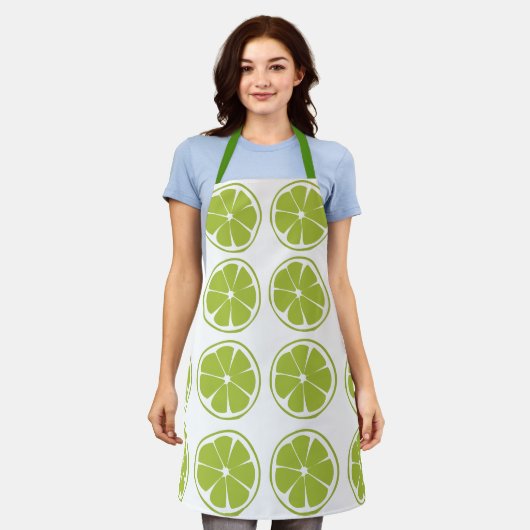 Tablier Motif Lime vert Fruit Lime (Porté)