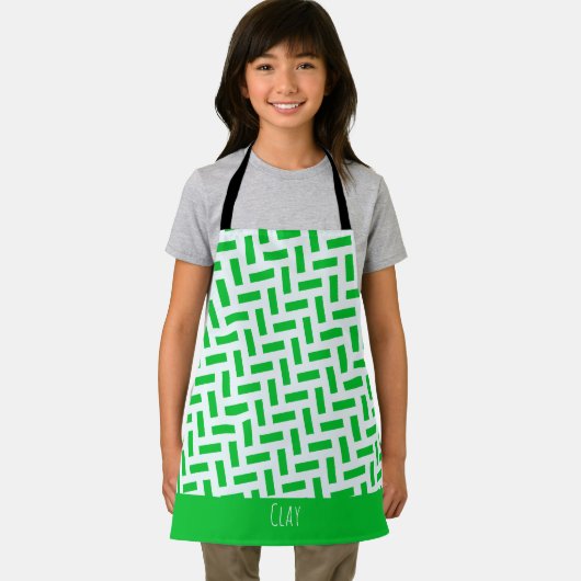 Tablier Motif minimal blanc blanc vert dorsal (Insitu)