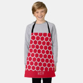 Tablier Motif minimal blanc rouge Hexagon (Porté)