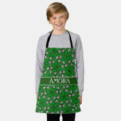 Tablier Motif minimal blanc vert cercles (Porté)