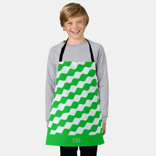 Tablier Motif minimal blanc vert yeux (Porté)