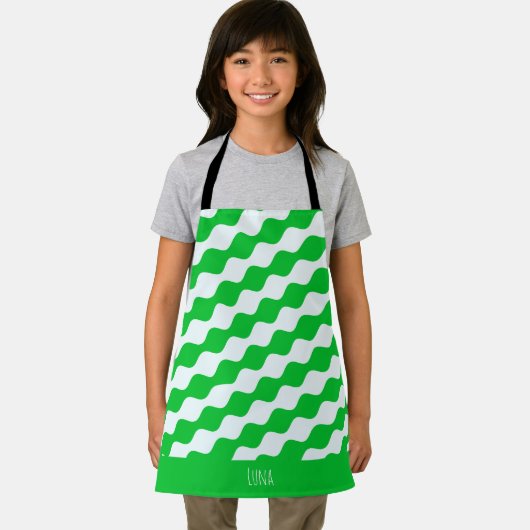 Tablier Motif minimal blanc vert yeux (Insitu)