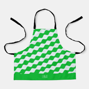 Tablier Motif minimal blanc vert yeux