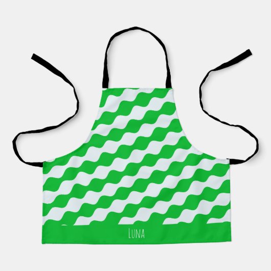 Tablier Motif minimal blanc vert yeux (Recto)
