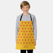 Tablier Motif minimal Hexagon jaune rose (Porté)