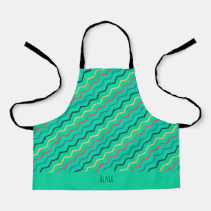 Tablier Motif minimal jaune vert Chevron