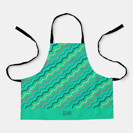 Tablier Motif minimal jaune vert Chevron (Recto)