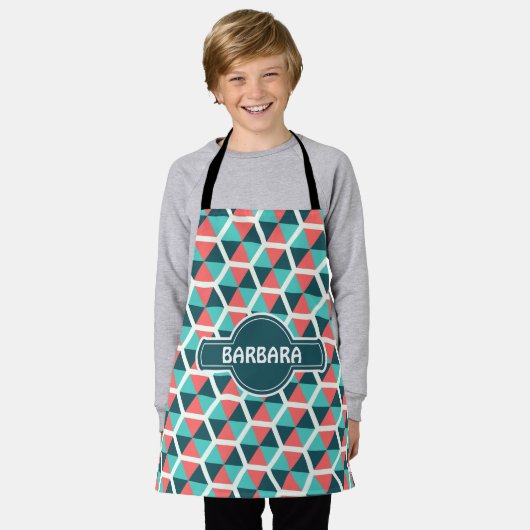 Tablier Motif minimal orange vert Hexagon (Porté)