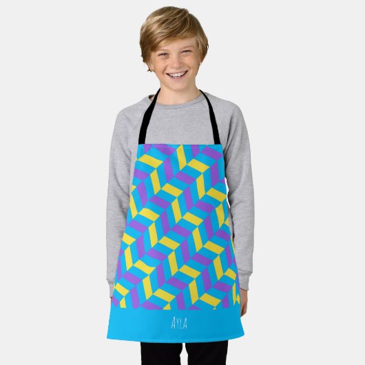 Tablier Motif minimal pour violet jaune en sonnerie (Porté)