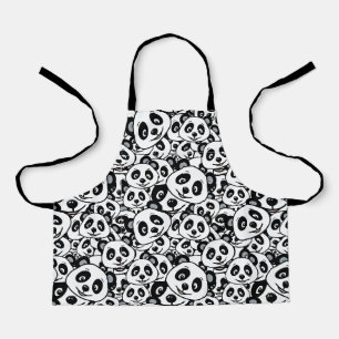 Tablier Motif moderne de panda ours en noir et blanc migno