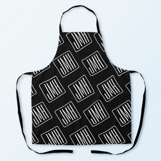 Tablier Motif monogramme moderne | Noir & Blanc