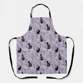 Tablier Motif mystique de chat noir et papillon | Cuisine (Recto)