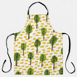 Tablier Motif Naïve Green Black Tree