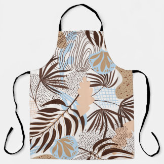 Tablier Motif naturel abstrait et transparent sur fond bla