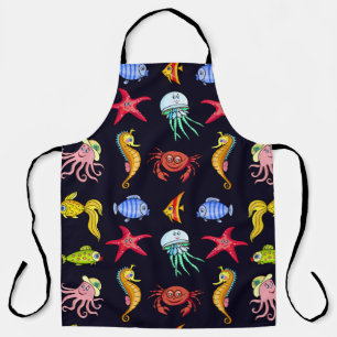 Tablier Motif nautique fabuleux avec une mer orange amusan