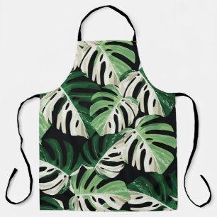 Tablier Motif noir extérieur de feuille Monstera