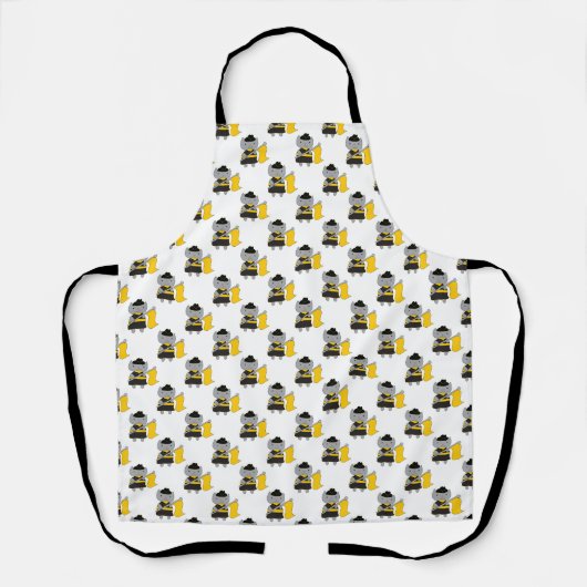 Tablier Motif Noir Jaune Garde de Drapeau de Chat (Recto)
