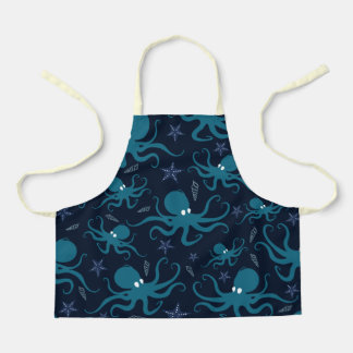 Tablier Motif octopus bleu