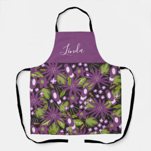 Tablier Motif Oiseau de la Jungle Vert Foncé Plante Tropic