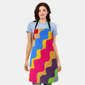 Tablier Motif ondulé rétro coloré (Porté)