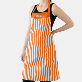 Tablier Motif orange et blanc Halloween rayé