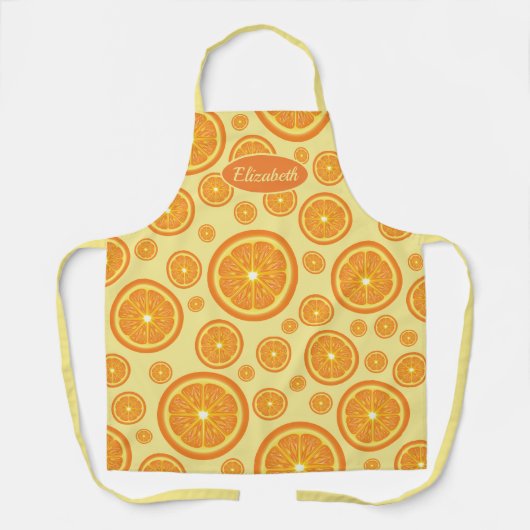 Tablier Motif Orange Fruits Slices Avec Nom Personnalisé (Recto)
