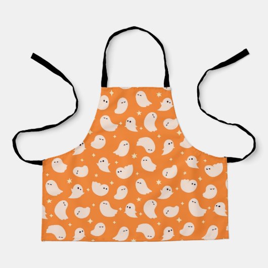 Tablier Motif Orange Ghost Doodle (Recto)