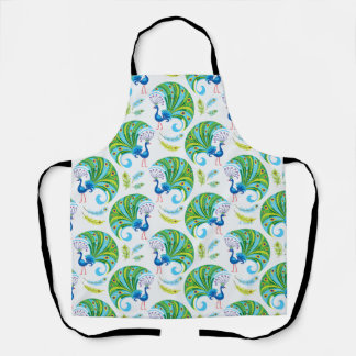 Tablier Motif Paon et Plumes
