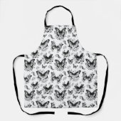 Tablier Motif Papillon Noir Blanc (Recto)