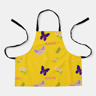 Tablier Motif papillon sur jaune