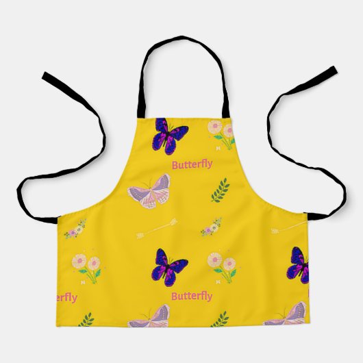 Tablier Motif papillon sur jaune (Recto)