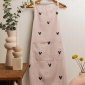 Tablier Motif Pastel Moderne Rose et Coeurs Noirs