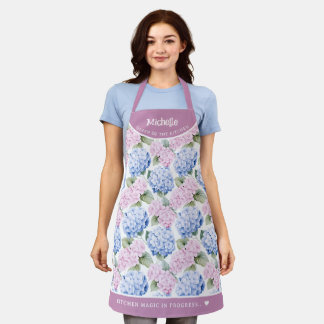 Tablier Motif Pastel rose et bleu hydrangea