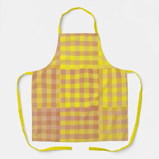 Tablier Motif Patchwork Brun Jaune (Recto)
