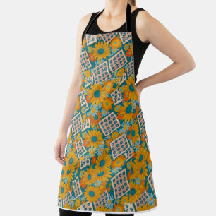 Tablier Motif patchwork floral rétro des années 70