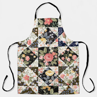 Tablier motif patchwork transparent avec fleurs