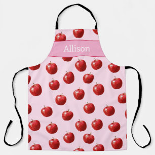 Tablier Motif personnalisé à l'aquarelle de pomme rouge
