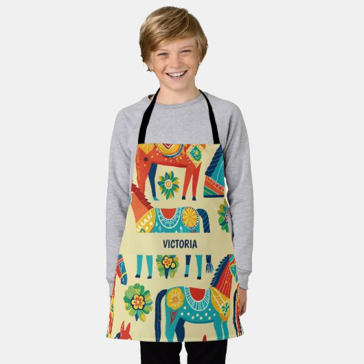 Tablier Motif personnalisé Dala Horse (Porté)