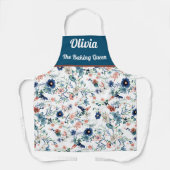 Tablier motif personnalisé fleurs d'aquarelle (Recto)