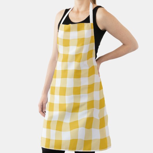 Tablier Motif Plaid à buffle jaune et blanc (Insitu)