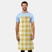 Tablier Motif Plaid à buffle jaune et blanc (Porté)